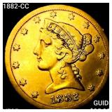 1882-CC $5 Gold Half Eagle ABOUT UNCIRCULATED