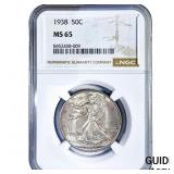 1938 Walking Liberty Half Dollar NGC MS65