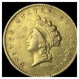 1855 Gold $1 Indian Princess Head Type 2 CLOSELY U