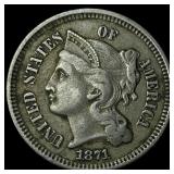 1871 Nickel Three-Cent Piece NEARLY UNCIRCULATED