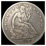 1858 Seated Liberty Half Dollar LIGHTLY  CIRCULAT