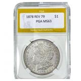 1878 REV 79 Morgan Silver Dollar PGA MS63