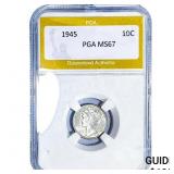 1945 Mercury Silver Dime PGA MS67