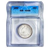 1859 Seated Liberty Quarter ICG AU58