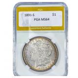 1891-S Morgan Silver Dollar PGA MS64