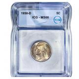 1950-D Jefferson Nickel ICG MS66
