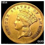 1854 $3 Gold Piece UNCIRCULATED