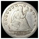 1853 Arrows/Rays Seated Liberty Quarter  NICELY C