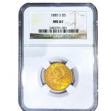1885-S $5 Gold Half Eagle NGC MS61