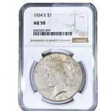 1934-S Silver Peace Dollar NGC AU50