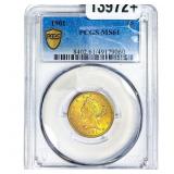 1901 $5 Gold Half Eagle PCGS MS61