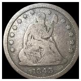 1843 Silver Seated Liberty Quarter NICELY CIRCUL