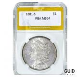 1881-S Morgan Silver Dollar PGA MS64