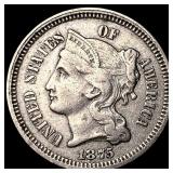 1875 Nickel Three-Cent Piece NEARLY UNCIRCULATED