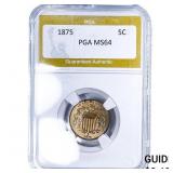 1875 Shield Nickel PGA MS64
