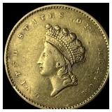 1855 Gold $1 Indian Princess Head Type 2 CLOSELY U