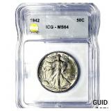 1942 Walking Liberty Half Dollar ICG MS64