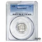 1938 Mercury Silver Dime PCGS MS67