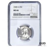 1945-S Washington Silver Quarter NGC MS66
