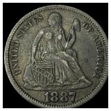 1887 Seated Liberty Dime LIGHTLY CIRCULATED