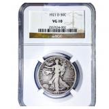 1921-D Walking Liberty Half Dollar NGC VG10