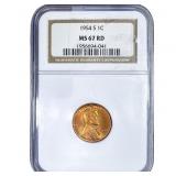 1954-S Wheat Cent NGC MS67 RD