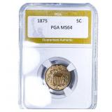 1875 Shield Nickel PGA MS64
