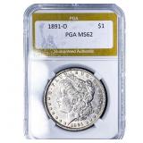 1891-O Morgan Silver Dollar PGA MS62