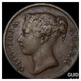 1862 Straits Settlements Bronze 1/2 Cent