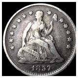 1857 Silver Seated Liberty Half Dime ABOUT   UNCI