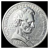 1918 Silver Illinois Half Dollar NEARLY UNCIRCUL