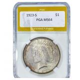1923-S Silver Peace Dollar PGA MS64