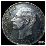 1883MSM Spain Silver 5 Pesetas