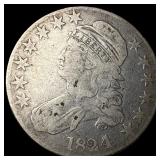 1824 Capped Bust Half Dollar LIGHTLY CIRCULATED