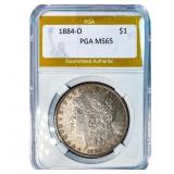 1884-O Morgan Silver Dollar PGA MS65