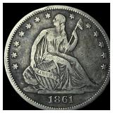 1861 Silver Half Dollar (Seated Liberty) LIGHTLY C