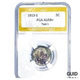 1913-S Buffalo Nickel PGA AU58+ Type 1