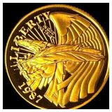 1987-W .2419oz Gold $5 Constitution Commemorativ