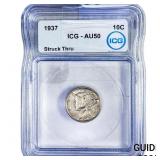 1937 Mercury Silver Dime ICG AU50