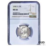 1945-S Washington Silver Quarter NGC MS66