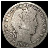 1909 Silver Barber Half Dollar ABOUT UNCIRCULATE