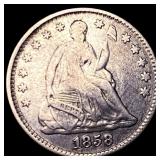 1858 Silver Seated Liberty Half Dime LIGHTLY CIR