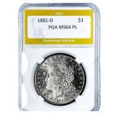 1882-O Morgan Silver Dollar PGA MS64 PL