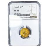 1914-D $2.50 Gold Quarter Eagle NGC MS62