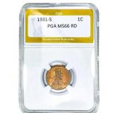 1931-S Wheat Cent PGA MS66 RD