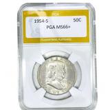 1954-S Franklin Half Dollar PGA MS66+