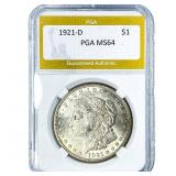 1921-D Morgan Silver Dollar PGA MS64