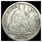 1876-CC Silver Seated Liberty Dime LIGHTLY CIRCU