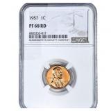 1957 Wheat Cent NGC PF68 RD