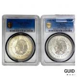[2 Coins] 1948-Mo 5 Peso Mexico Cuauhtemoc PCGS MS